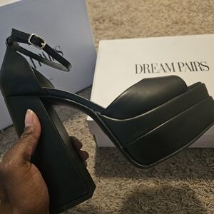 DREAM PAIRS High Heels Chunky Block Platform Heels | Black | 5.5" Block Heel